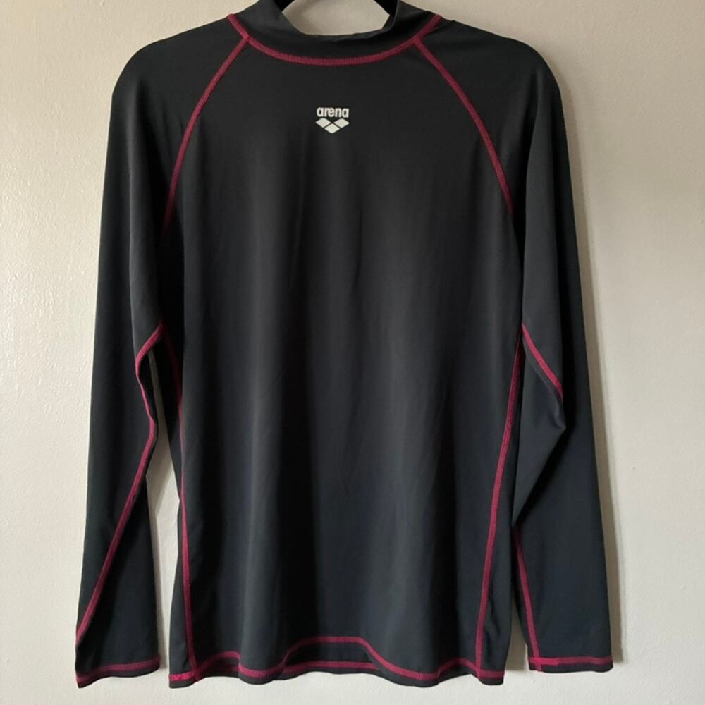 Arena Women's Rash Guard XL Black Pink Long Sleeve Swim Shirt UPF Surf